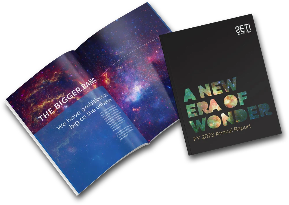 SETI Institute report cover and interior spread designed by Hooten Design